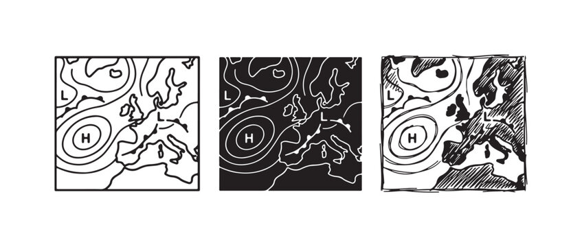 Europe Weather Map Icon Set