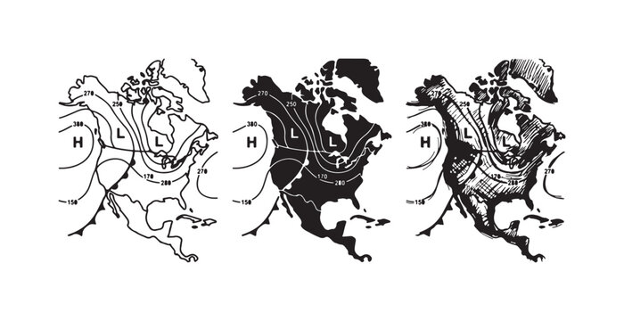 North America Weather Map Icon Set