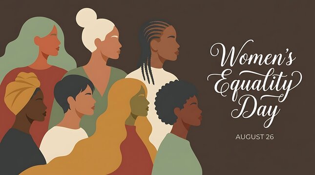 Women equality day illustration showing diverse women group in profiles emphasizing social justice and empowerment