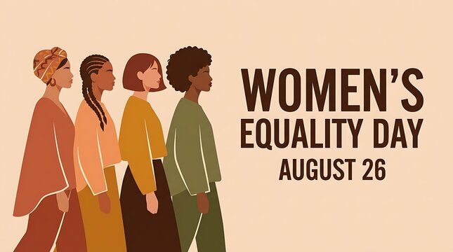 Diverse group of women standing in profile celebrating women's equality day on august 26 with equality diversity inclusion