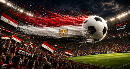 Fototapeta premium egyptian football fans celebrate victory in stadium