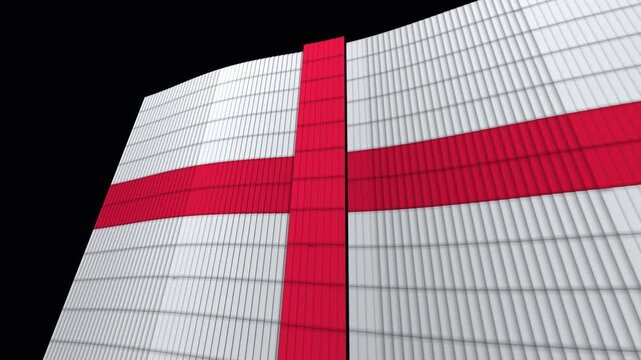 Waving England Flag Background with Red Cross on White - Abstract Digital Art