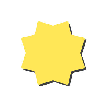 Yellow 8 point star 3d minimalist icon, creative starburst sale badge sticker, modern geometric aesthetic shape on transparent background