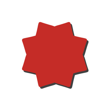 Red 8 point star 3d minimalist icon, creative starburst sale badge sticker, modern geometric aesthetic shape on transparent background