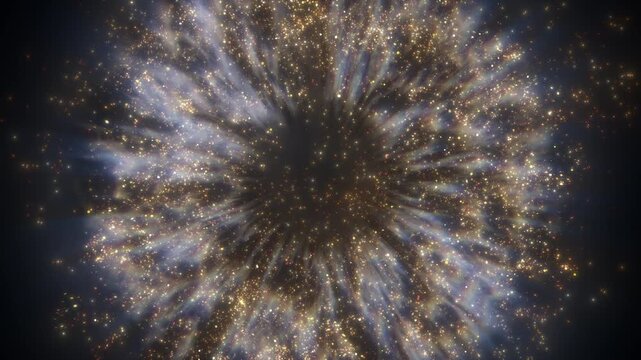 4K Golden Particle Tunnel Abstract Background. Gold Sparkles, Warp Speed Light Rays, Glowing Energy Flow, Luxury Motion Graphics Overlay, Sci-Fi Intro Animation, 60 FPS, 2160p
