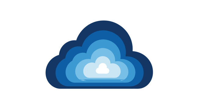 Layered blue cloud icon representing computing and weather.
