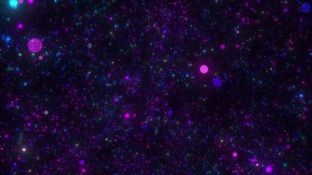 4K Purple Blue Particle Star Field Background. Cosmic Sparkles, Glowing Stardust, Galaxy Lights, Abstract Motion Graphics Overlay, Ambient Animation, 60 FPS, 2160p