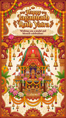Obraz premium Premium Jagannath Rath Yatra Graphic Design Template with Sacred Chariot, Festive Decorative Elements
