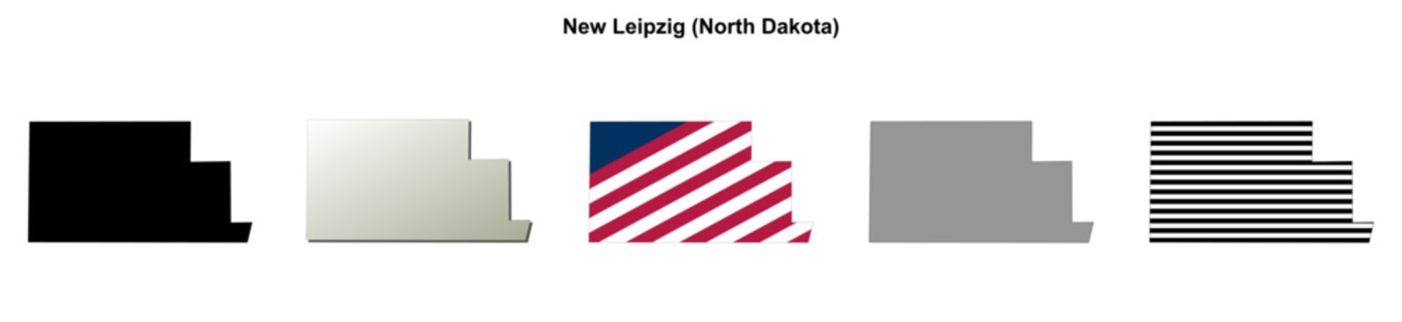 New Leipzig (North Dakota) blank outline map set