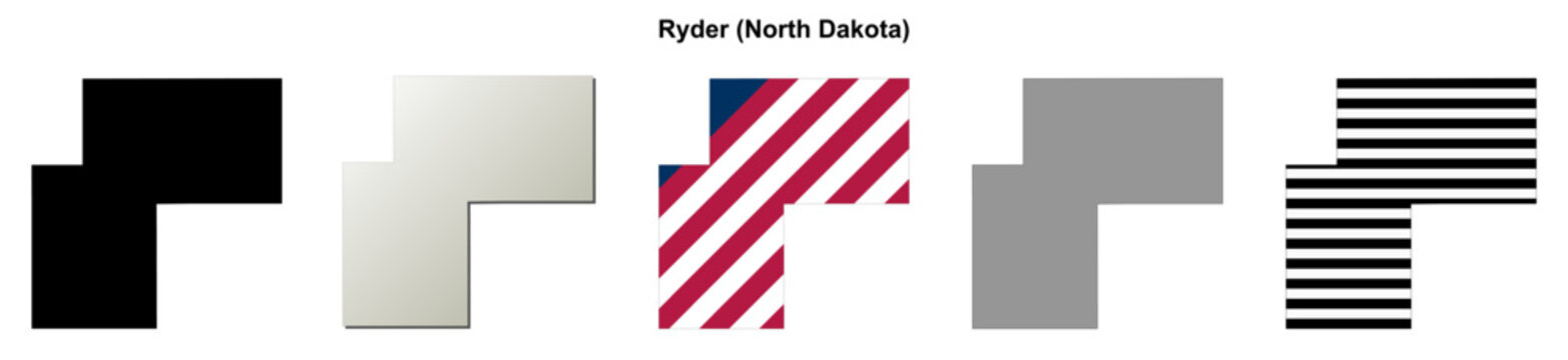 Ryder (North Dakota) blank outline map set