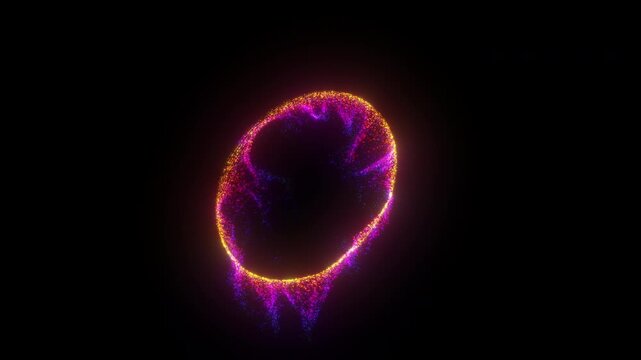 4K Purple Energy Ring Abstract Background. Neon Particle Circle, Glowing Plasma Halo, Sci-Fi Motion Graphics Overlay, Logo Reveal, Portal Animation, 60 FPS, 2160p, Seamless loop