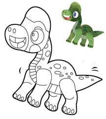 cartoon scene with dinosaur animal dino prehistoric isolated coloring page sketch drawing  illustration for kids © honeyflavour
