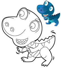 cartoon scene with dinosaur animal dino prehistoric isolated coloring page sketch drawing  illustration for kids © honeyflavour