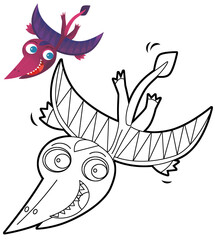 cartoon scene with dinosaur animal dino prehistoric isolated coloring page sketch drawing  illustration for kids © honeyflavour