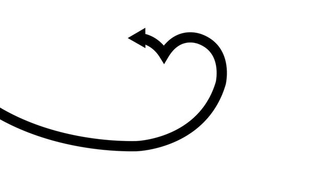 Black Heart Shape Arrow Icon Animation on White Background