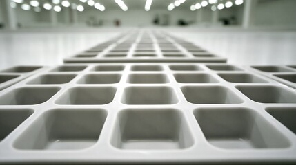 Fototapeta premium White Ice Cube Trays in Industrial Setting
