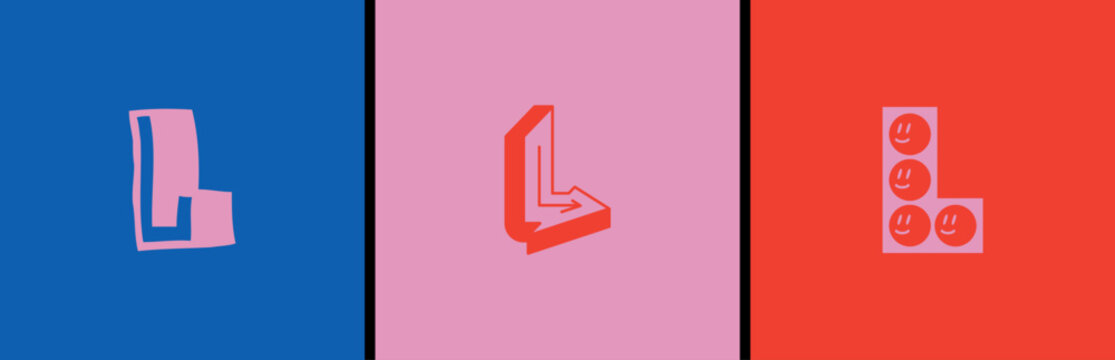 Letter L logo: creative L monogram and lettermark initial. 3d smiley icon in modern alphabet branding style. Vector L letter design for identity and typography.