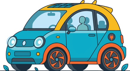 Naklejka premium Small Electric Car with Yellow Roof.