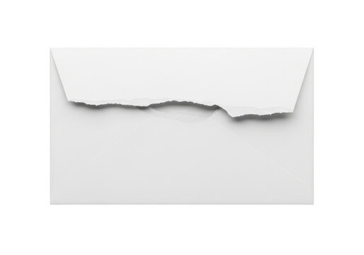 A single empty white paper envelope with a torn flap edge lying flat for mail and letters