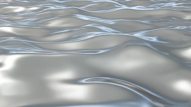 Abstract silver liquid ripple effect with flowing waves. Metallic fluid surface motion for modern background. Dynamic shiny texture concept for digital design