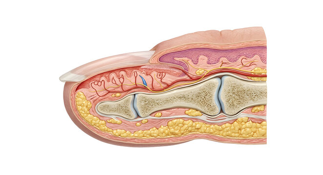 Detailed 3D Cross-Section Anatomy of a Human Finger and Nail Bed Structure