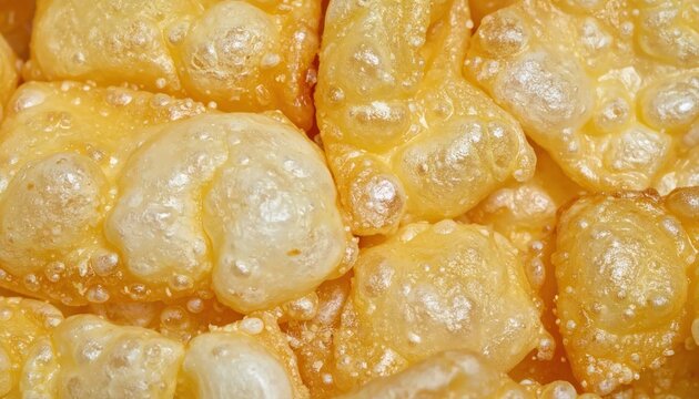 Crispy fried pork rinds snack close up.