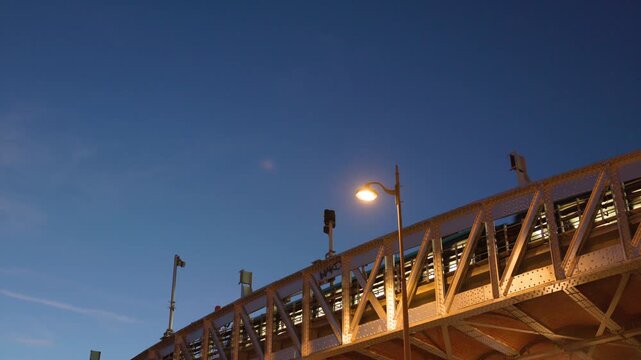 Low Angle View of Bir-Hakeim Metro Bridge Viaduct at Dusk in Paris