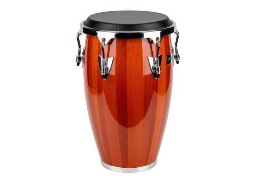 A single wooden conga drum instrument for playing music at concerts or recording in studios