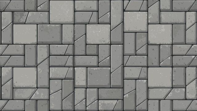 Seamless Gray Concrete Paving Stone Texture with Random Ashlar Pattern for Outdoor Architectural Pavement Background