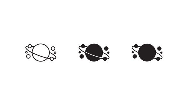 Atom and orbit icons in progressive styles