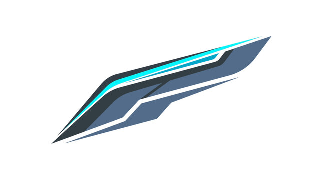 Abstract aerodynamic blue and gray racing decal stripe.