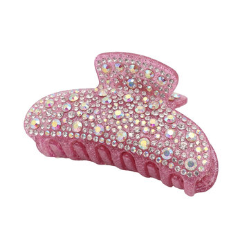 Bedazzled Pink Rhinestone Hair Claw Clip PNG Isolated on Transparent Background for Beauty, Fashion, Hairstyling, Luxury Accessories and Glamorous Designs