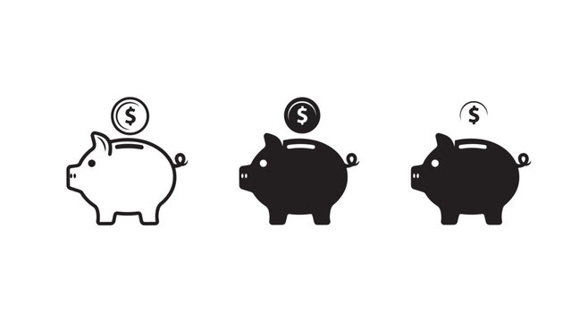 Piggy bank savings icons