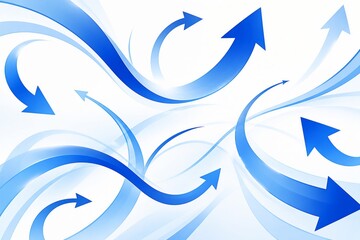 Naklejka premium Blue arrows curving and flowing across white abstract background