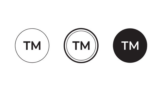Minimalist trademark &ldquo;TM&rdquo; icons in outline, double outline, and solid styles.