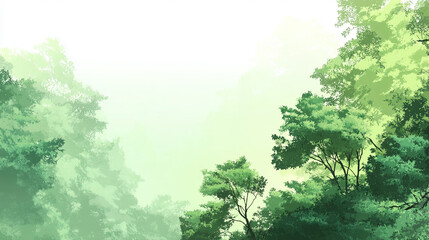 Fototapeta premium 淡い光が広がる新緑の森の爽やかな背景イラスト