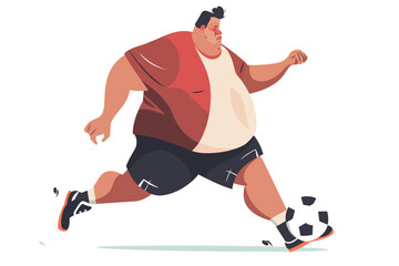Fototapeta premium overweight man playing soccer isolated