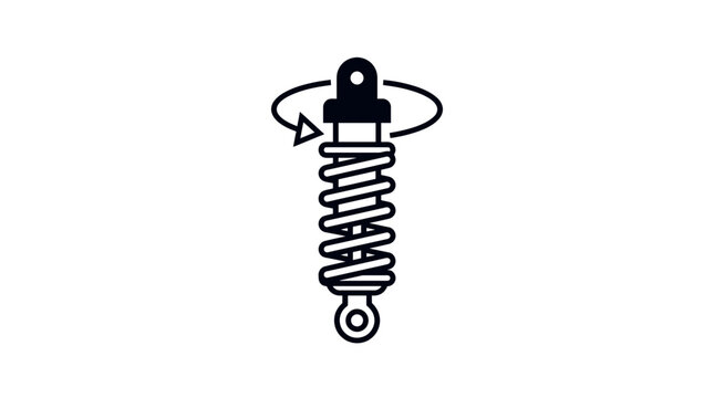 Car shock absorber suspension component with rotation arrow icon.