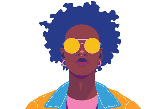 Portrait of a fashionable non binary person isolated illustration