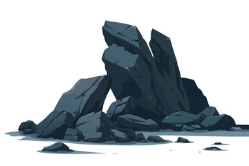 Naklejka premium Rocks on black sand beach set isolated
