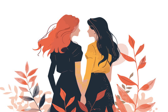 romantic gay women couple stock image isolated vector style