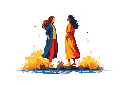 Romantic Moment Between Two Women Outdoors isolated