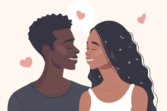 romantic interracial couple stock image isolated vector style