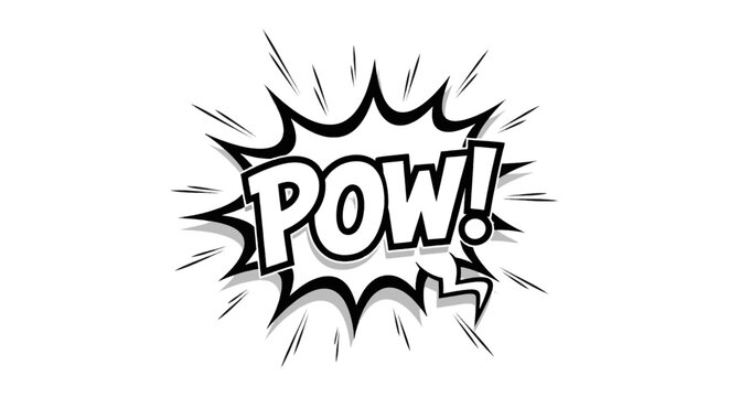Vector illustration of comic book explosion bubble with the word pow on a transparent background