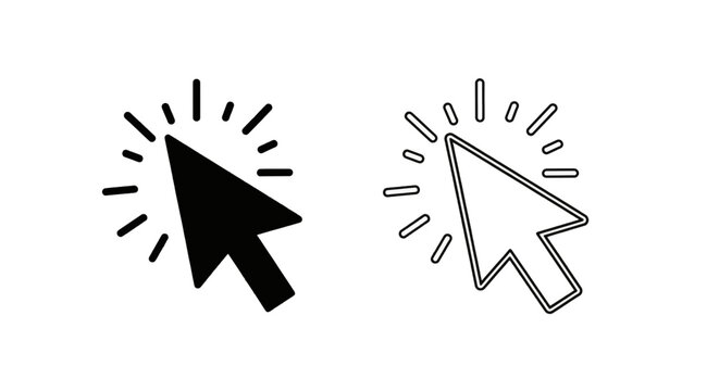 Vector illustration of set of computer mouse cursor icons with clicking effect on a transparent background