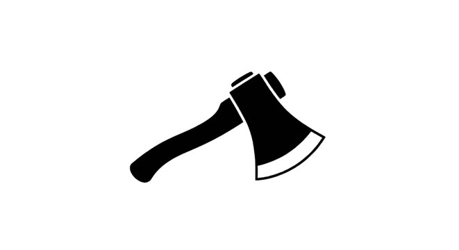 Vector illustration of black silhouette icon of a hand axe on a transparent background