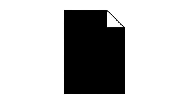 Vector illustration of black document icon with a folded corner on a transparent background