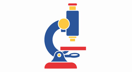 Obraz premium Minimalist vector illustration of a scientific microscope icon in flat primary colors for educational materials design