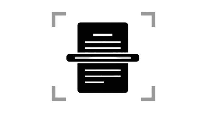 Vector illustration of document scanning icon, flat style, vector illustration on a transparent background