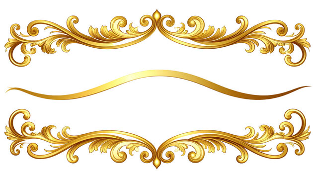 Gold Ornate Scroll Decorative Banner Design Elements
